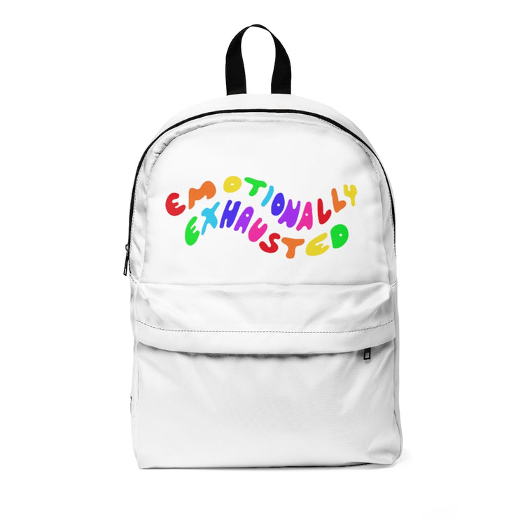 Emotionally Exhausted White Matte Backpack